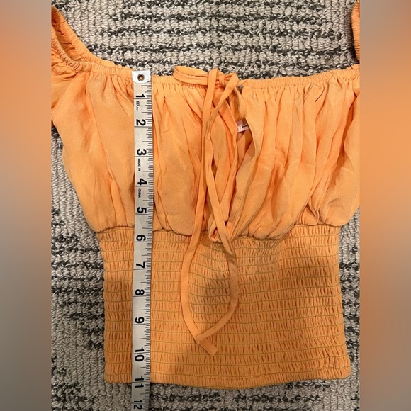 NWT Lovers+Friends ruched orange off the shoulder top blouse - Picture 9 of 12